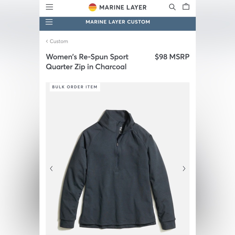Marine Layer Women's Re-Spun Sport Quarter Zip in Charcoal